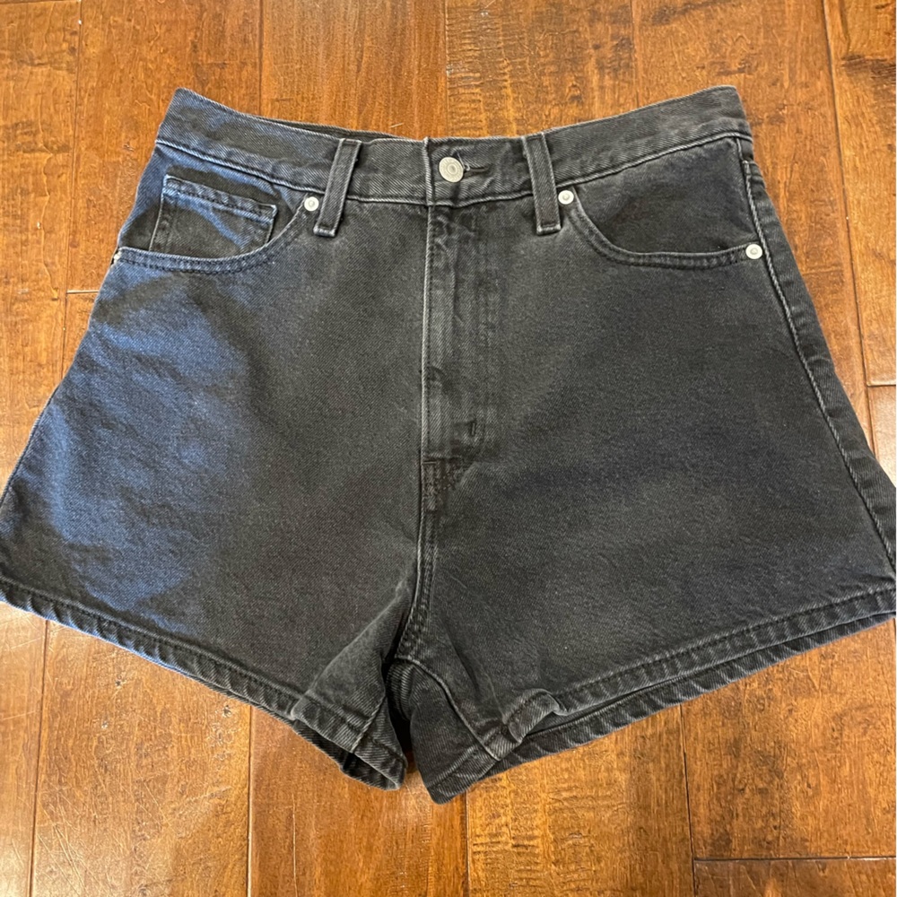 Levi's Black High Waisted Mom Denim Shorts